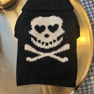 Mark & Graham Black Crewneck Sweater with White Skull Motif